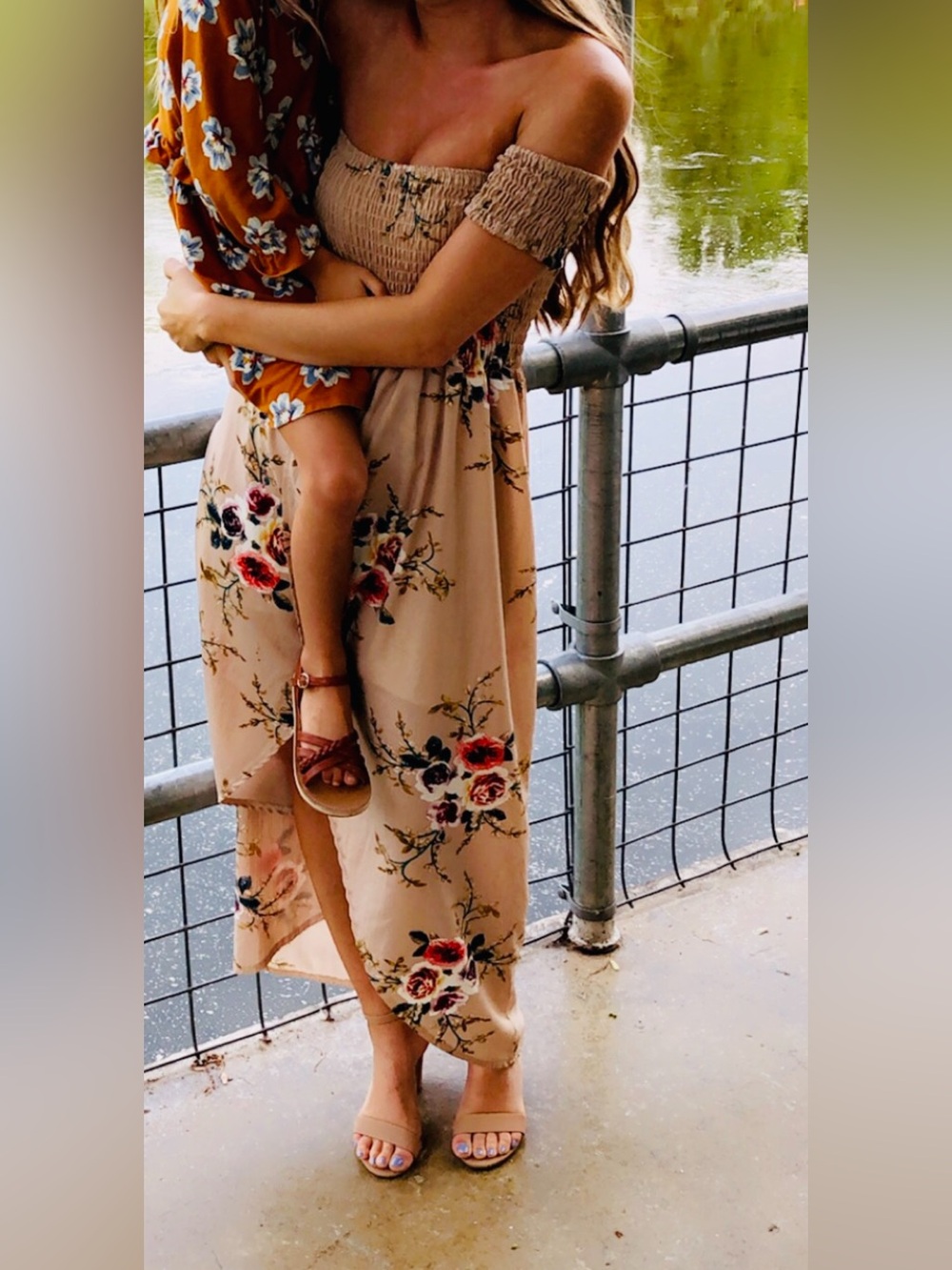Lulu's | Blush Floral Off Shoulder Dress